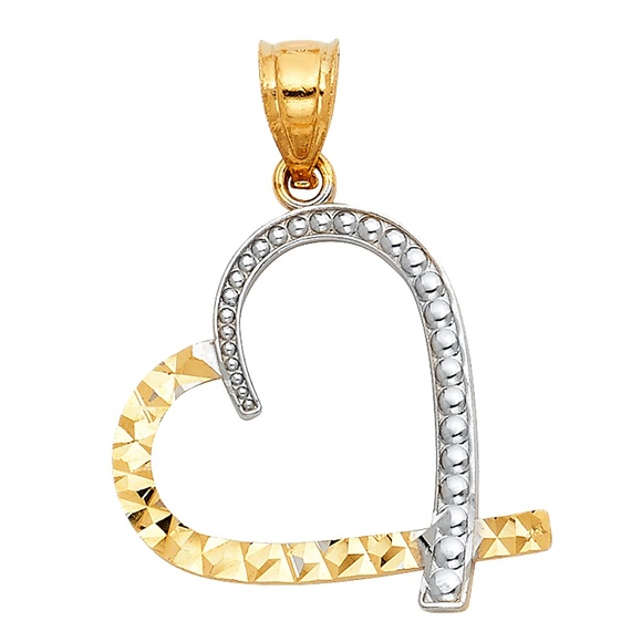 14K Two Tone Heart Pendant
